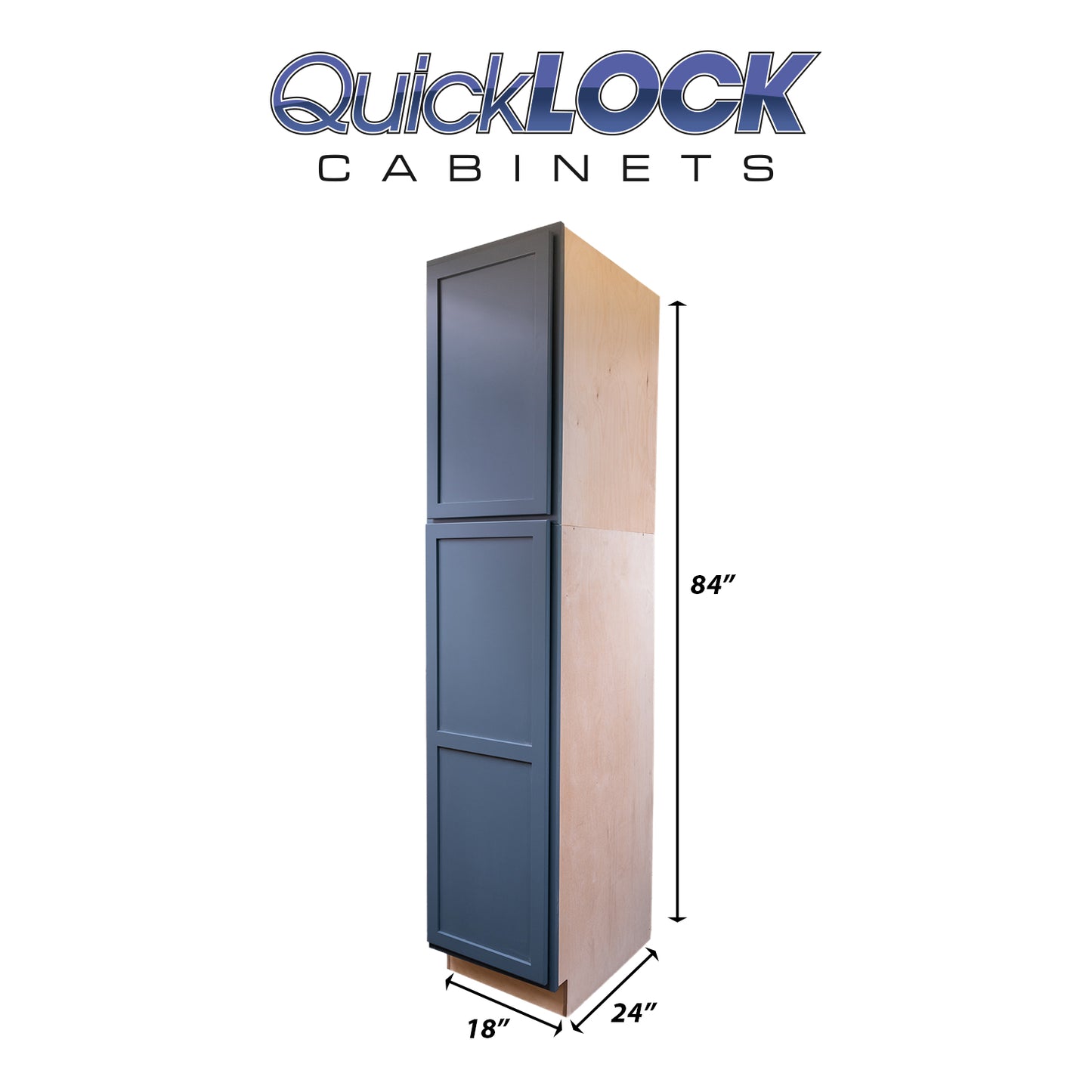 Quicklock RTA (Ready-to-Assemble) Needlepoint Navy Pantry Cabinet 18"Wx84"Hx24"D