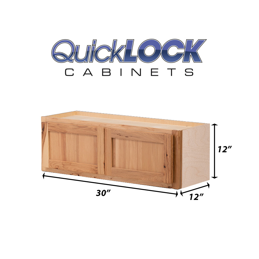 Quicklock RTA (Ready-to-Assemble) Rustic Hickory 30"Wx12"Hx12"D Microwave Wall Cabinet