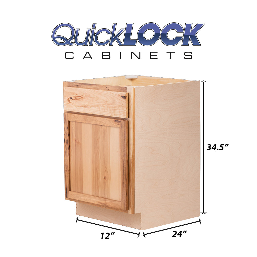 Quicklock RTA (Ready-to-Assemble) Rustic Hickory Base Cabinet | 12"Wx34.5"Hx24"D