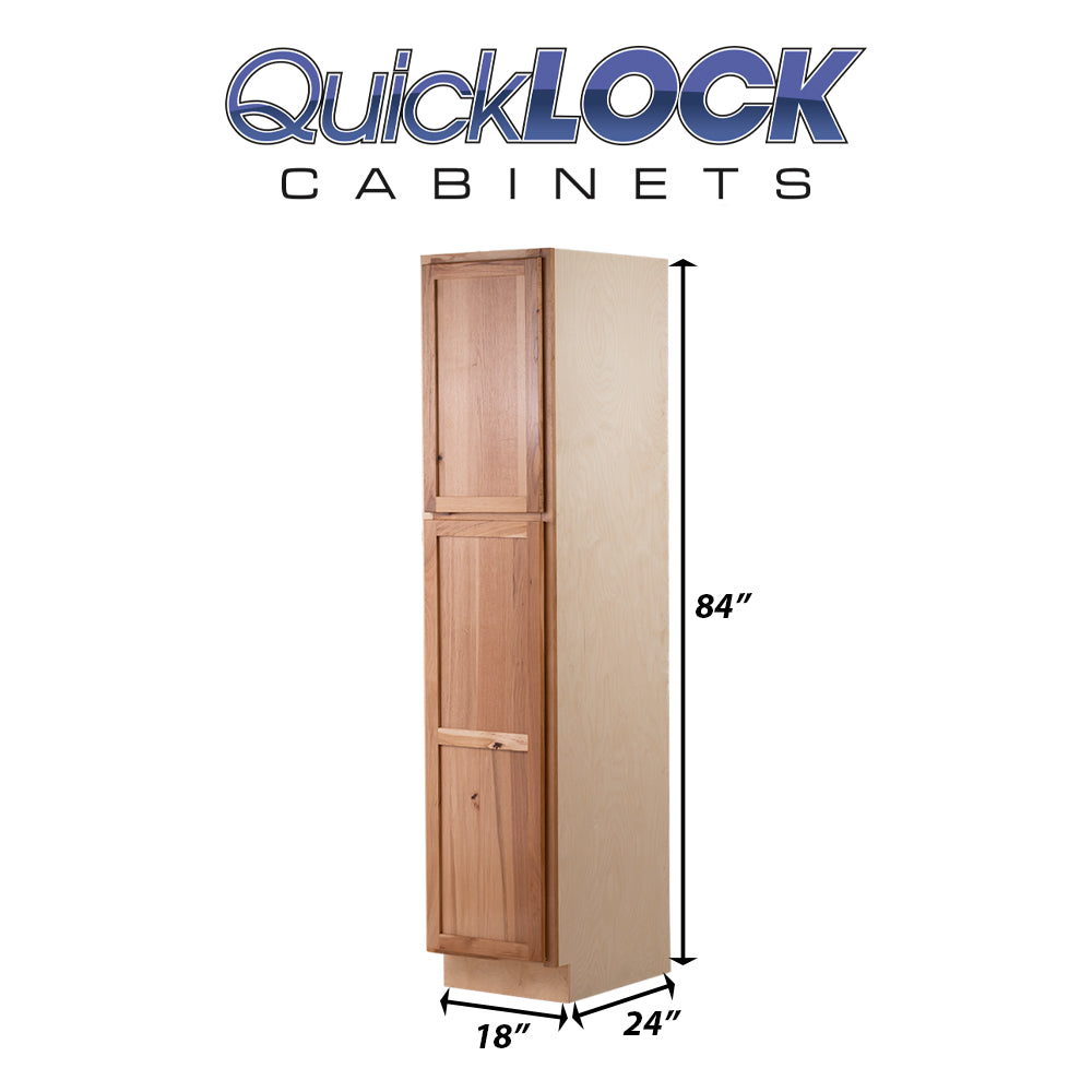Quicklock RTA (Ready-to-Assemble) Rustic Hickory Pantry Cabinet 18"Wx84"Hx24"D