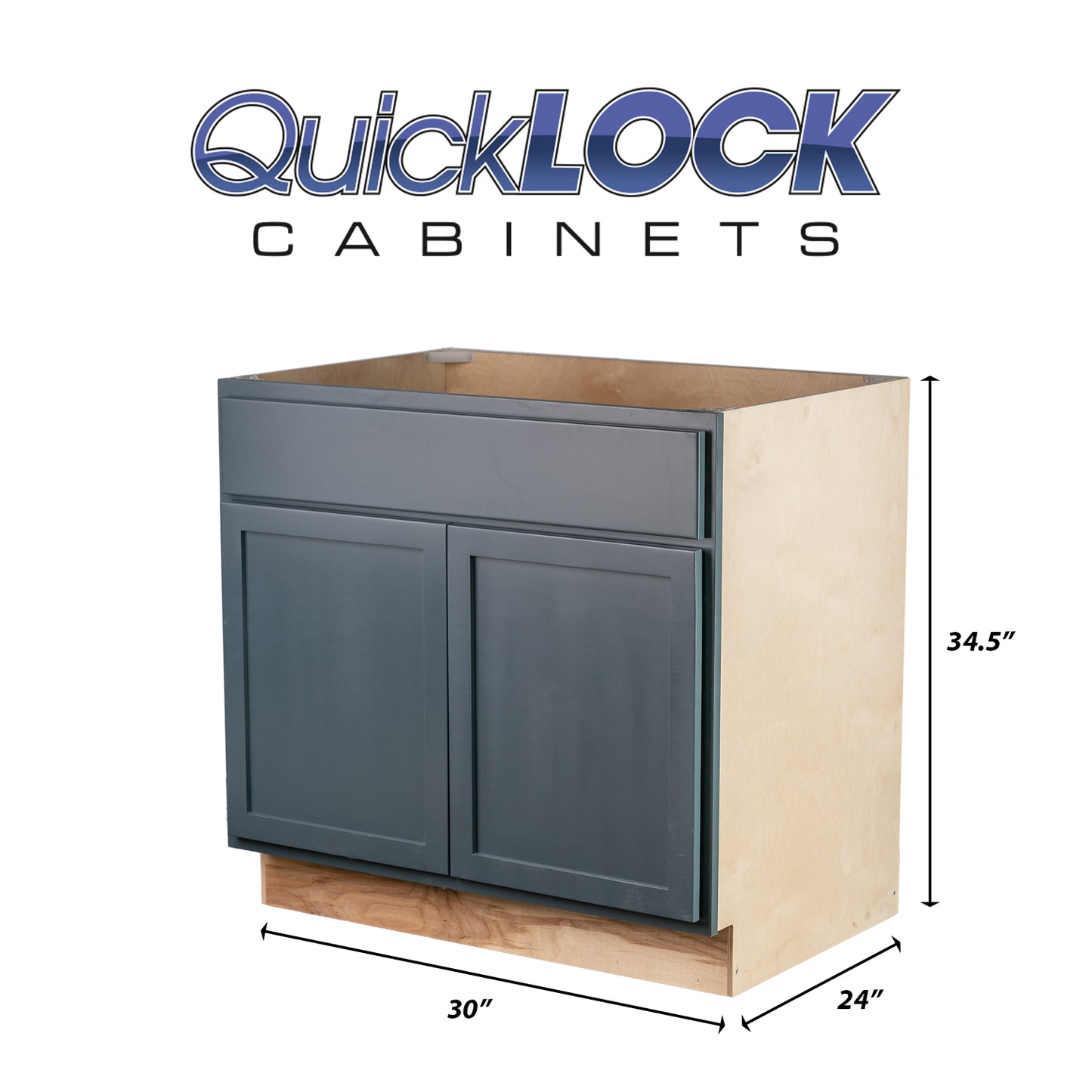 Quicklock RTA (Ready-to-Assemble) Needlepoint Navy Base Cabinet | 30"Wx34.5"Hx24"D