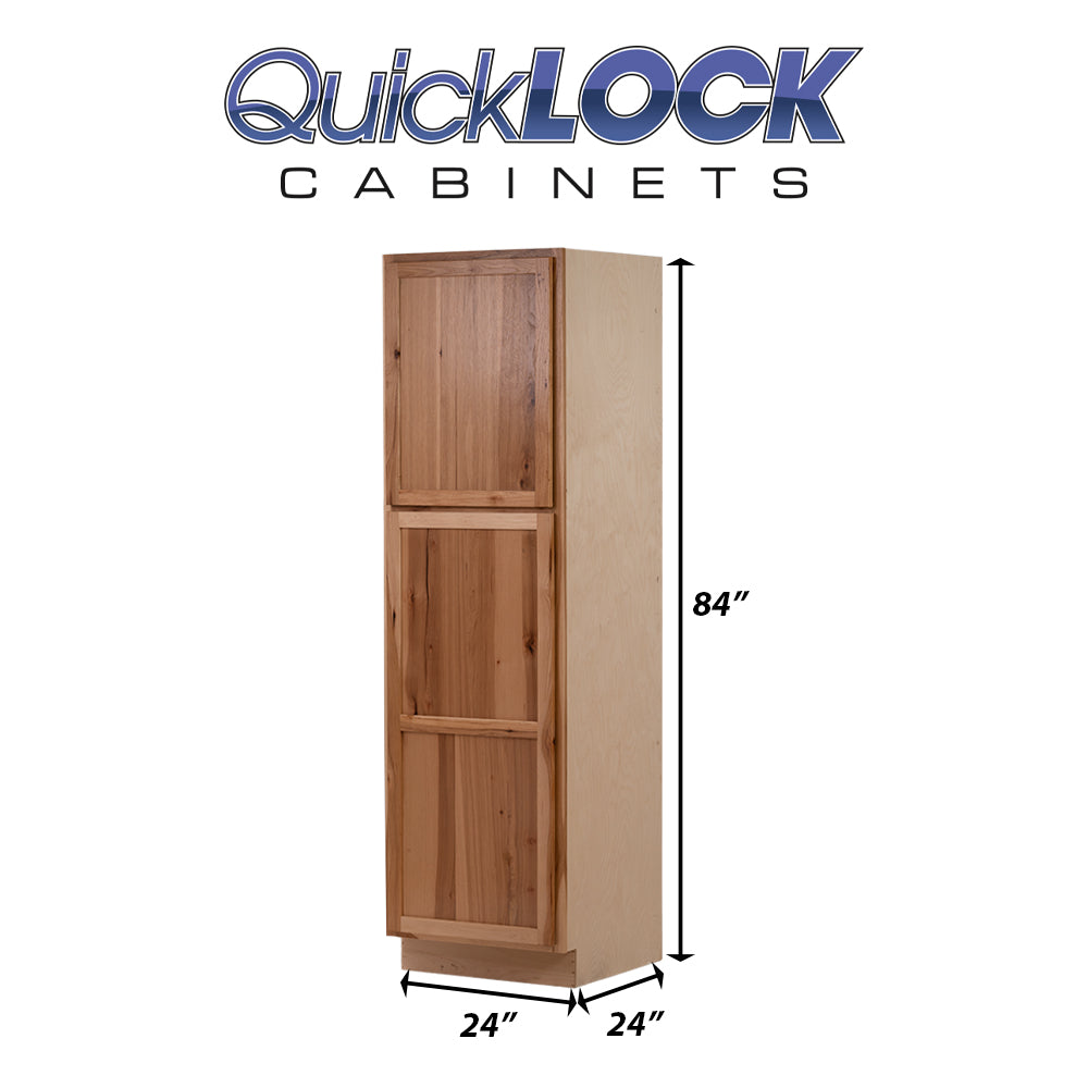Quicklock RTA (Ready-to-Assemble) Rustic Hickory Pantry Cabinet 24"Wx84"Hx24"D