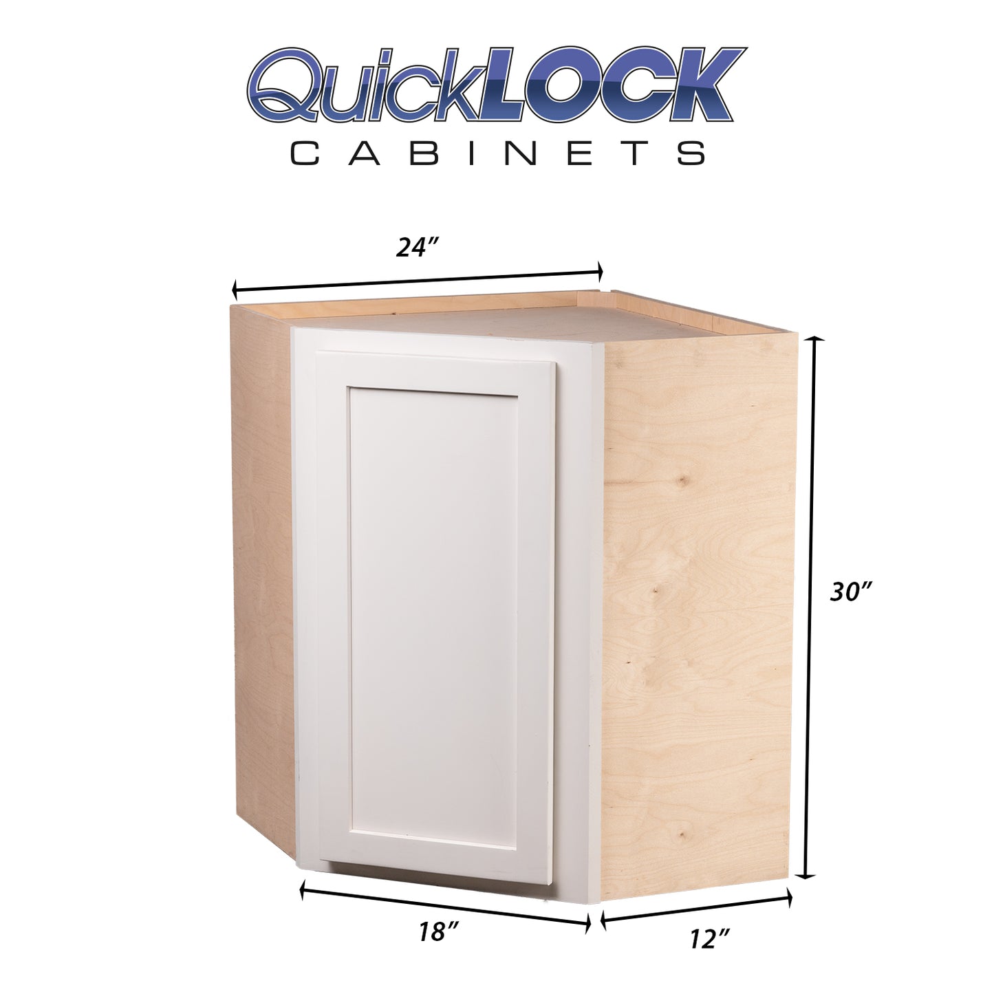 Quicklock RTA (Ready-to-Assemble) Pure White 24"WX30"HX12"D Wall Corner Cabinet