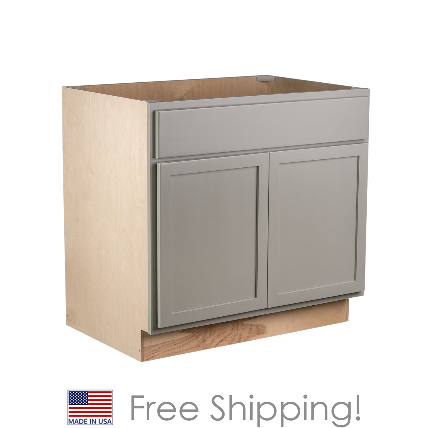 Quicklock RTA (Ready-to-Assemble) Magnetic Grey 36" Sink Base Cabinet | 36"Wx34.5"Hx24"D