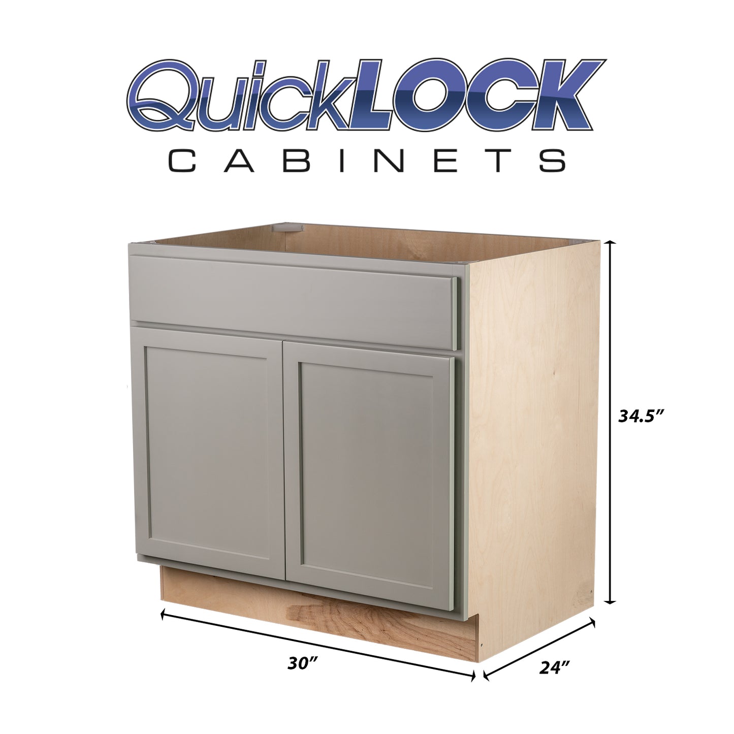 Quicklock RTA (Ready-to-Assemble) Magnetic Grey Base Cabinet | 30"Wx34.5"Hx24"D