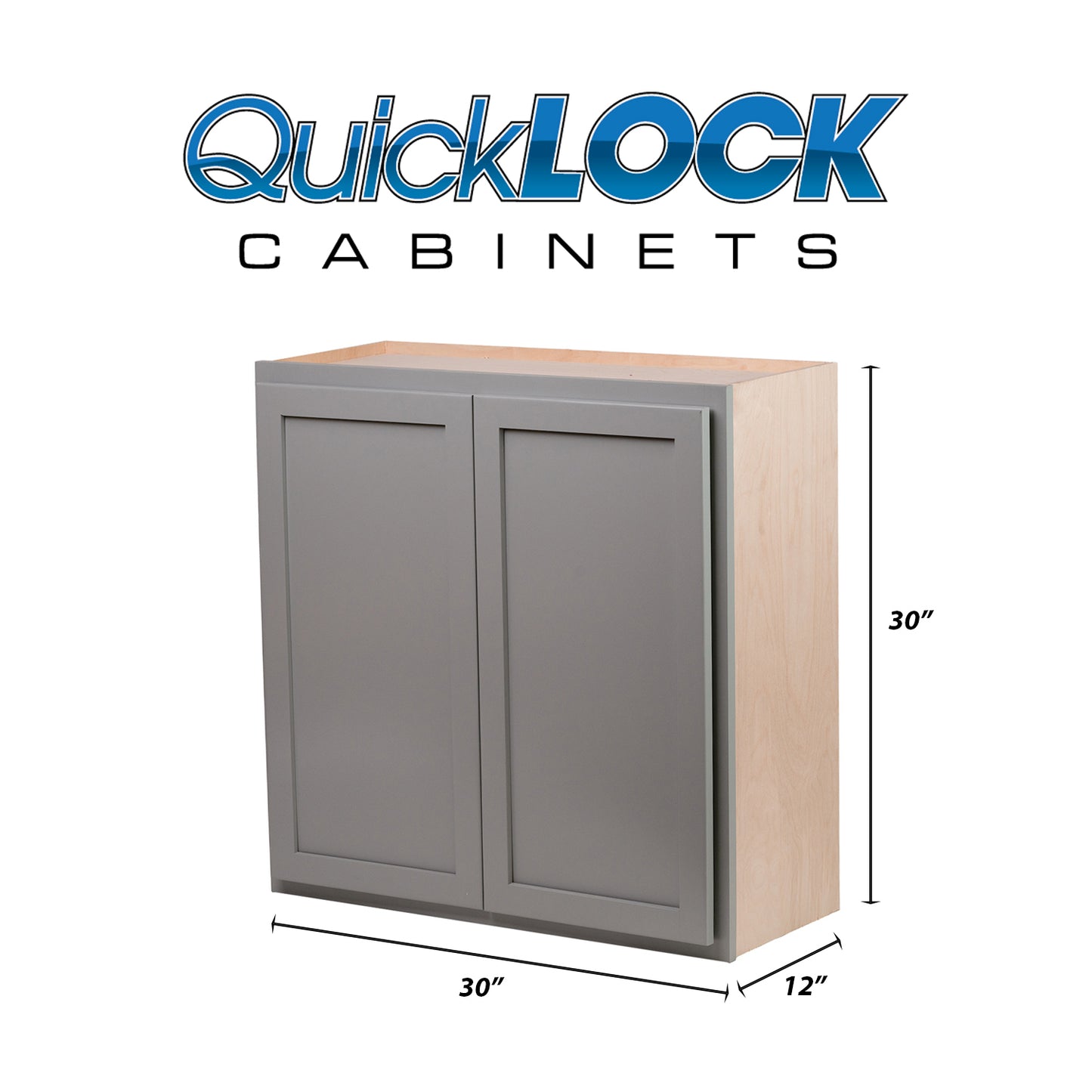 Quicklock RTA (Ready-to-Assemble) Magnetic Grey 30"Wx30"Hx12"D Wall Cabinet