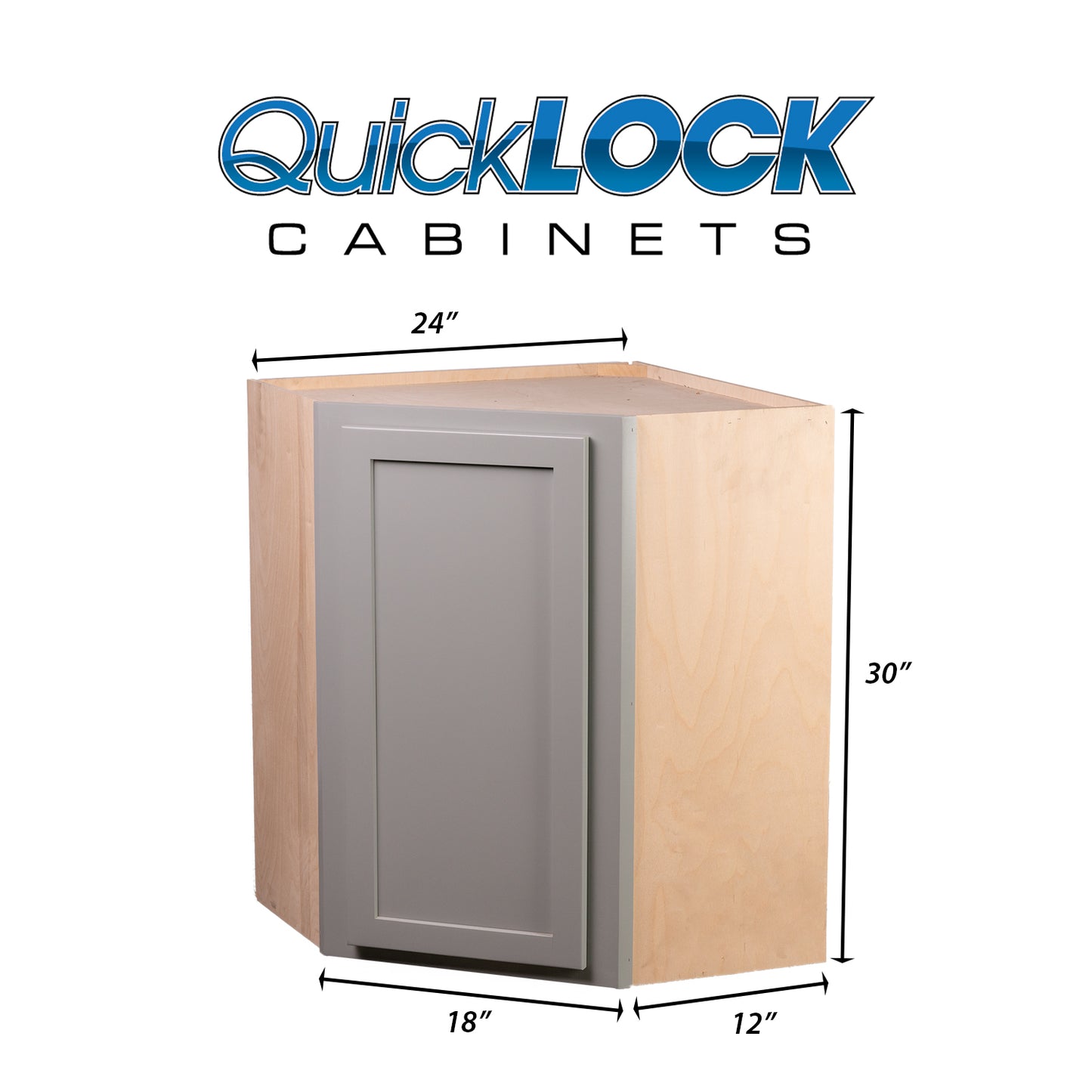 Quicklock RTA (Ready-to-Assemble) Magnetic Grey 24"WX30"HX12"D Wall Corner Cabinet