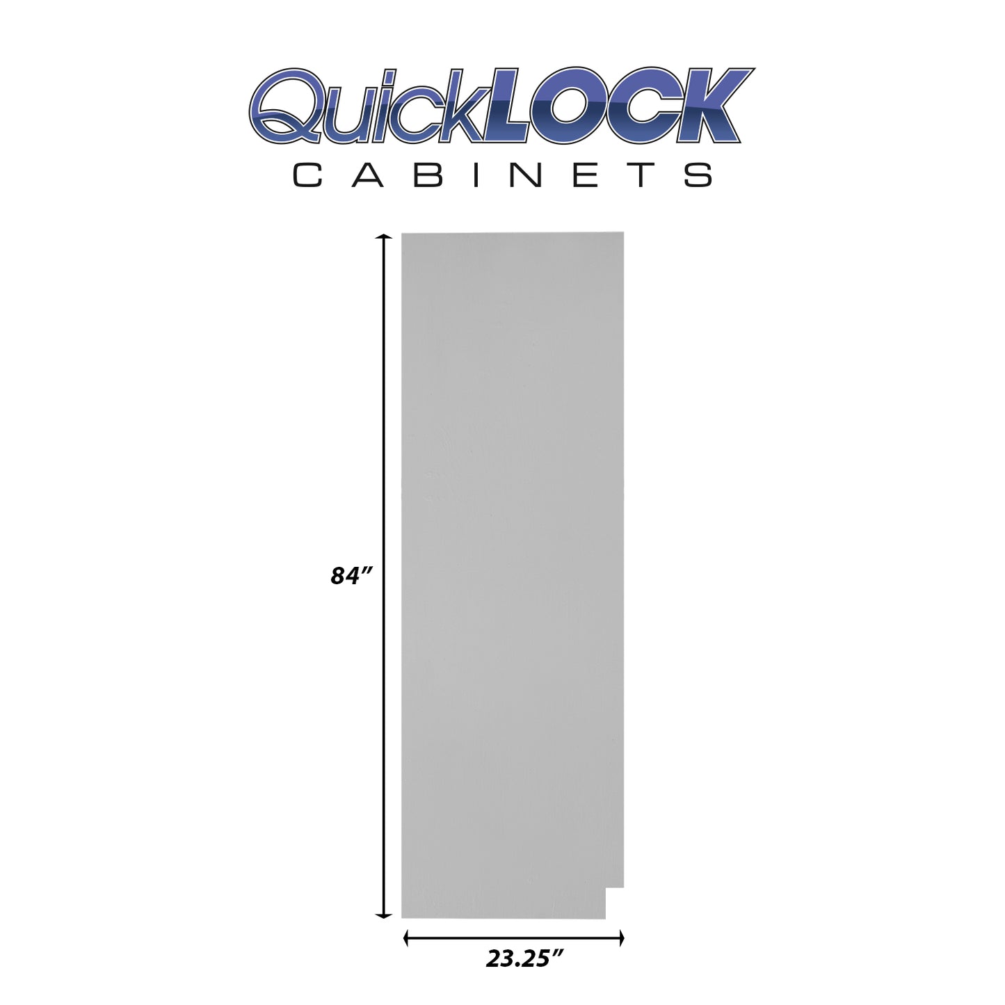 Quicklock RTA (Ready-to-Assemble) Magnetic Grey .25"X23.25"X84" Pantry End Panel - Left Side