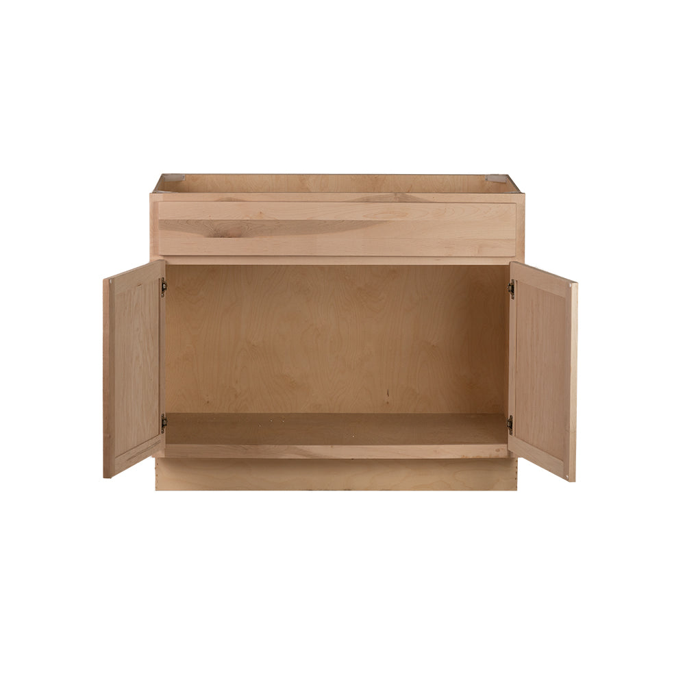 Quicklock RTA (Ready-to-Assemble) Raw Maple 36" Sink Base Cabinet | 36"Wx34.5"Hx24"D