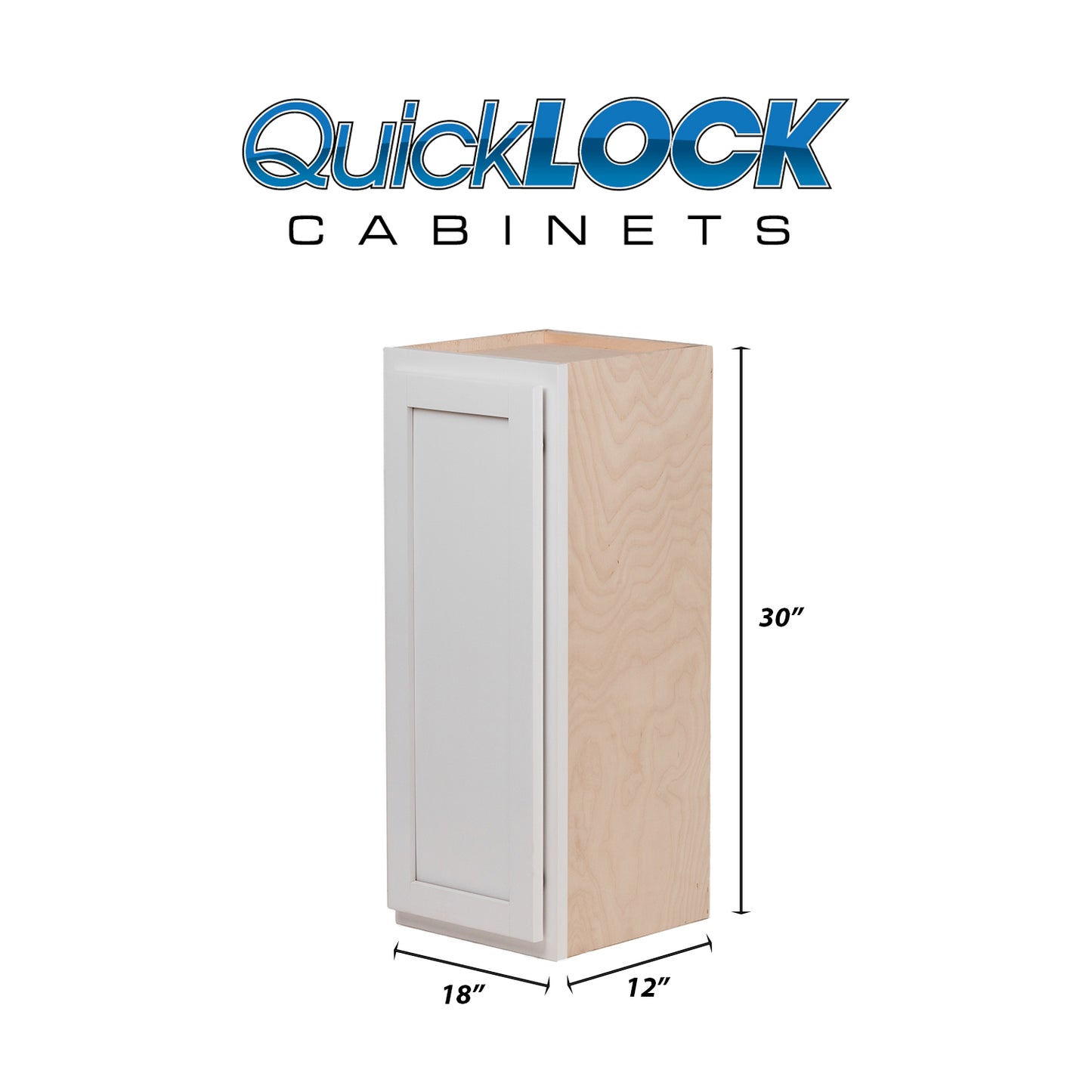 Quicklock RTA (Ready-to-Assemble) Pure White 18"Wx30"Hx12"D Wall Cabinet