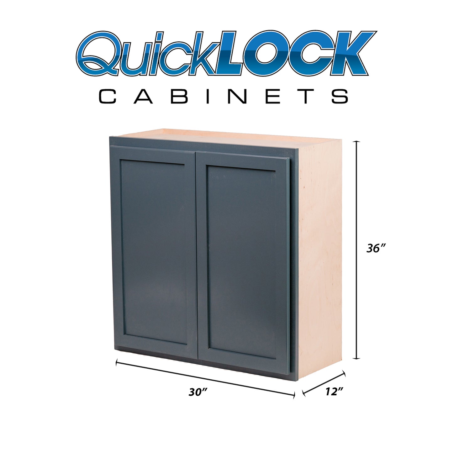 Quicklock RTA (Ready-to-Assemble) Needlepoint Navy 30"Wx36"Hx12"D Wall Cabinet