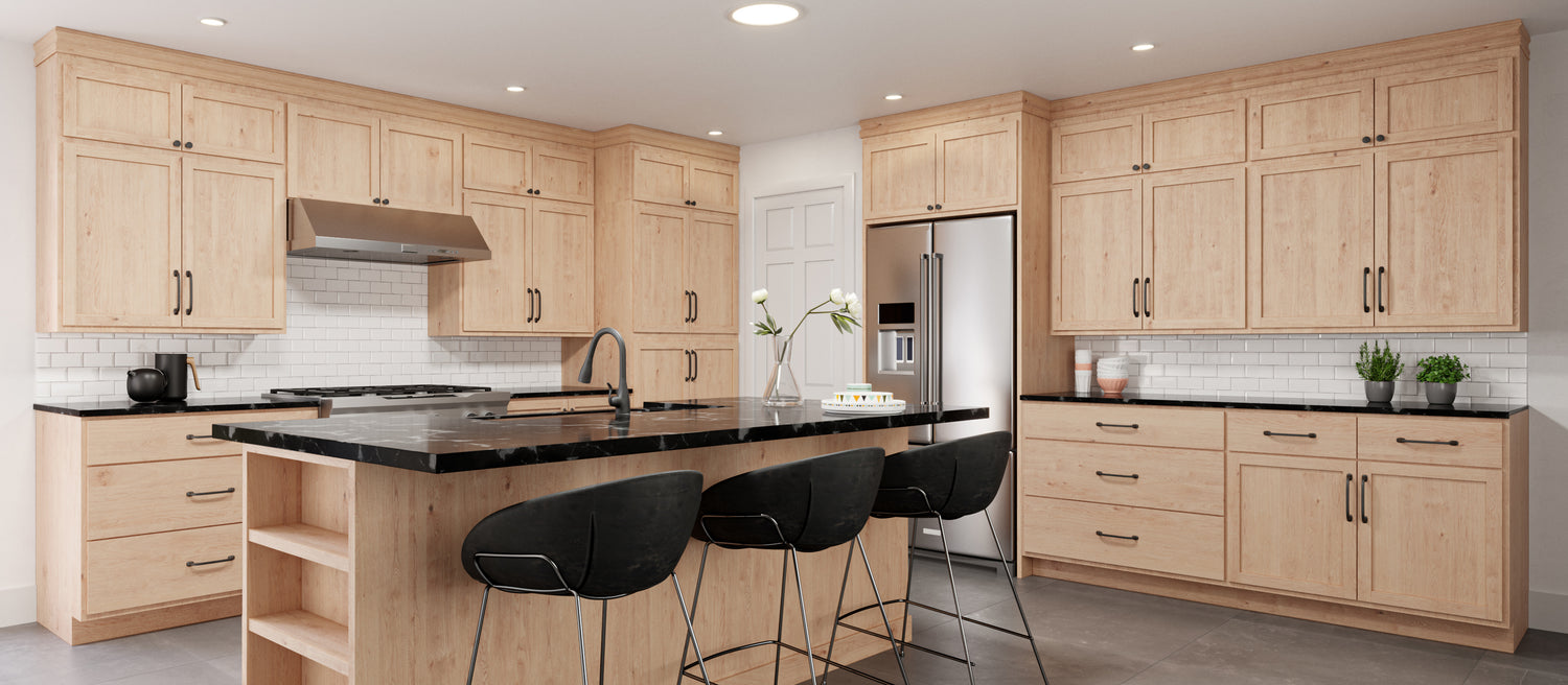 Raw Maple Kitchen Shaker Cabinets