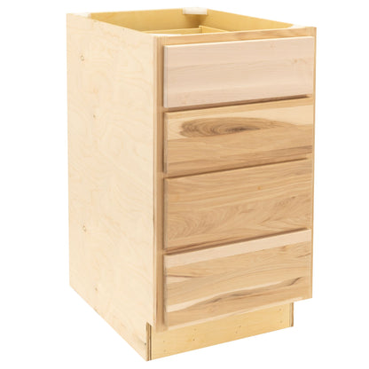 4 Drawer Kitchen Cabinet Raw Hickory Base Cabinet