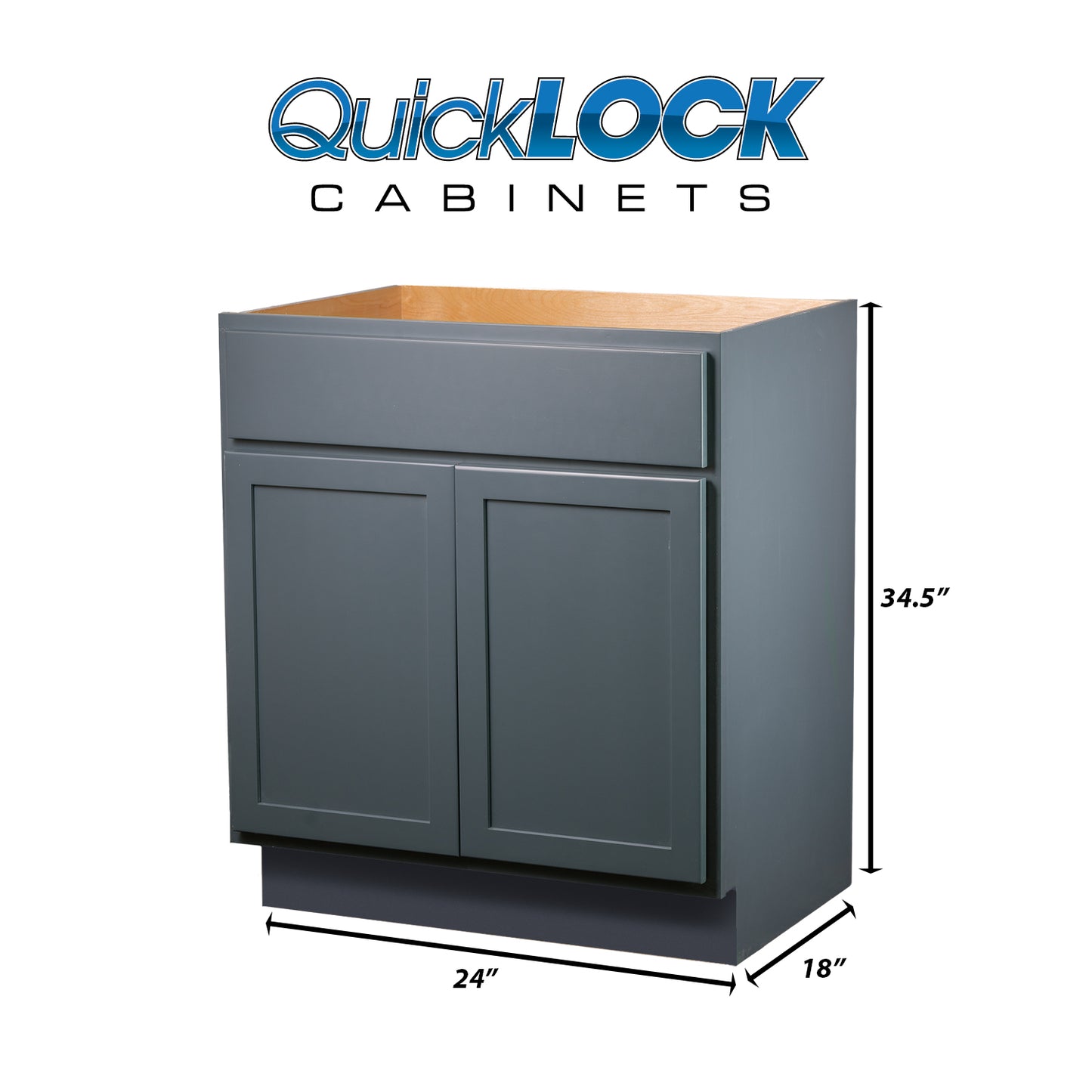 Quicklock RTA (Ready-to-Assemble) Needlepoint Navy Vanity Base Cabinet | 24"Wx34.5"Hx18"D