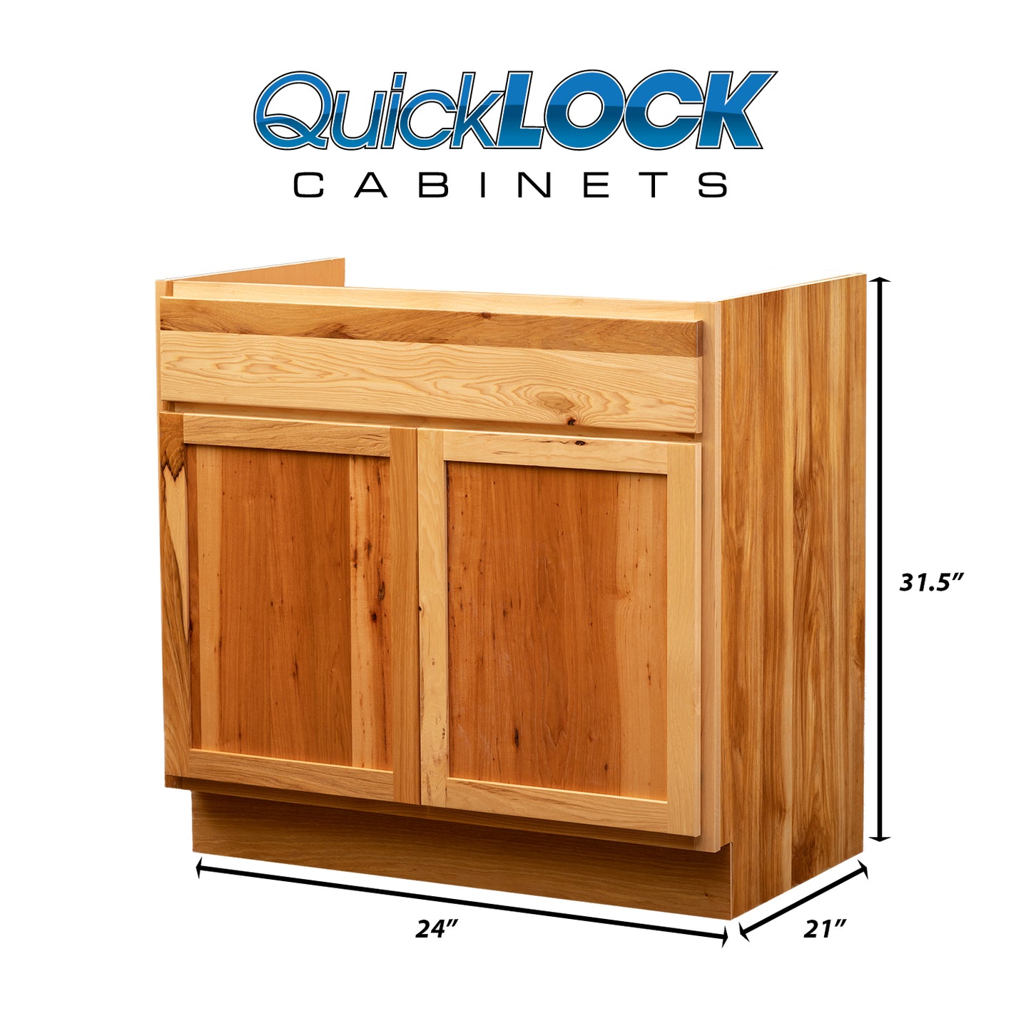 Quicklock RTA (Ready-to-Assemble) Rustic Hickory Vanity Base Cabinet - Vanity 24"W
