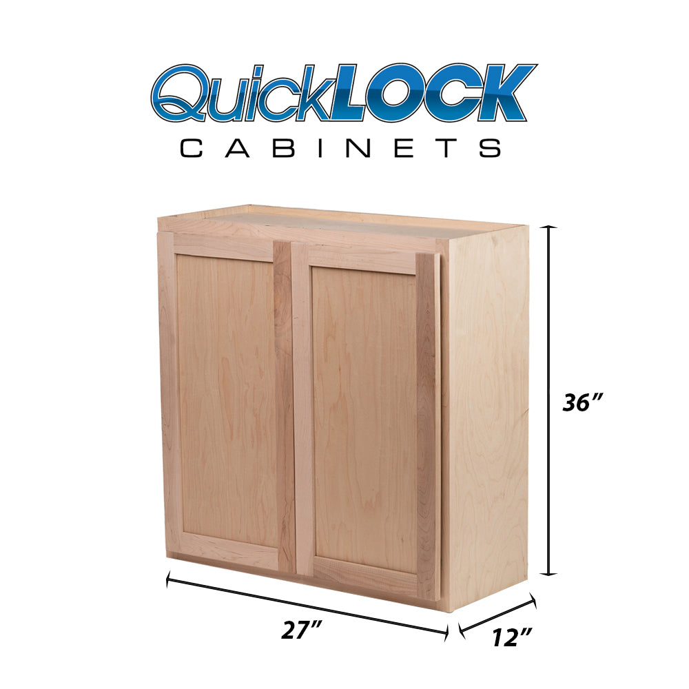 Quicklock RTA (Ready-to-Assemble) Raw Maple 27"Wx36"Hx12"D Wall Cabinet