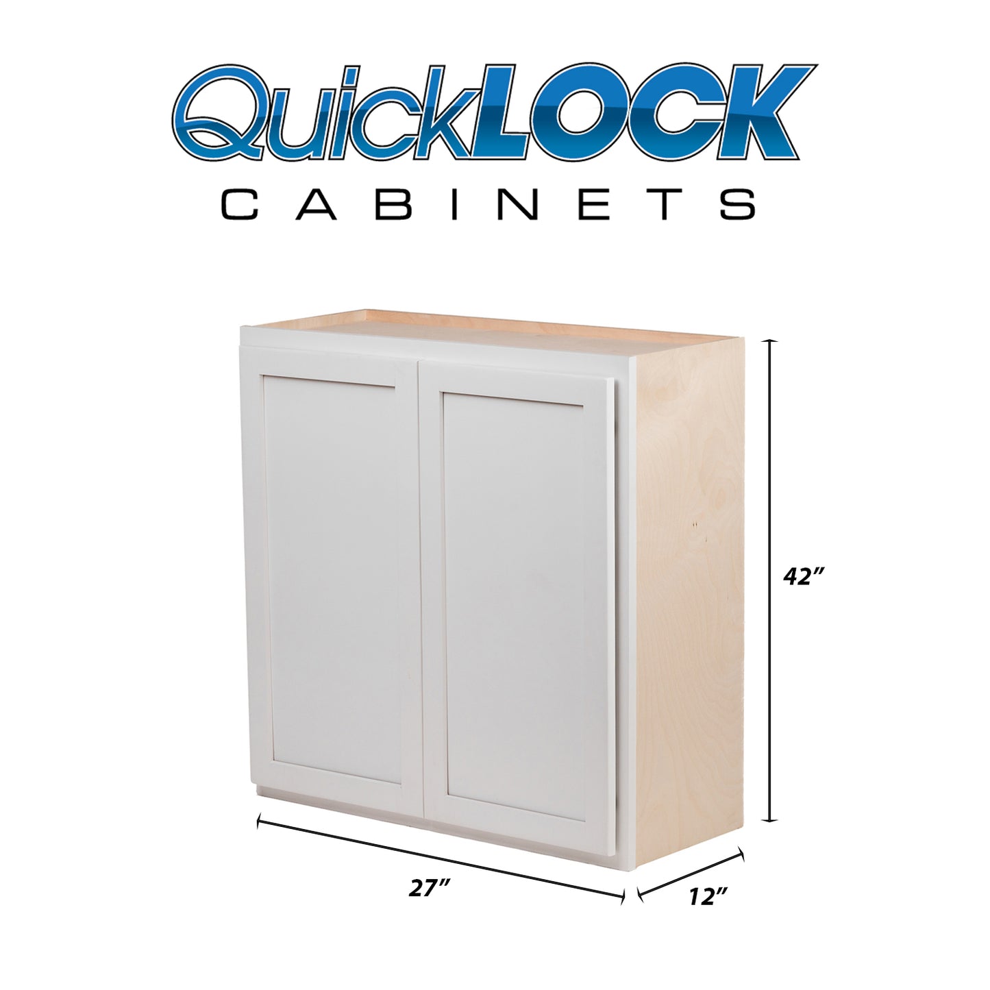 Quicklock RTA (Ready-to-Assemble) Pure White 27"Wx42"Hx12"D Wall Cabinet