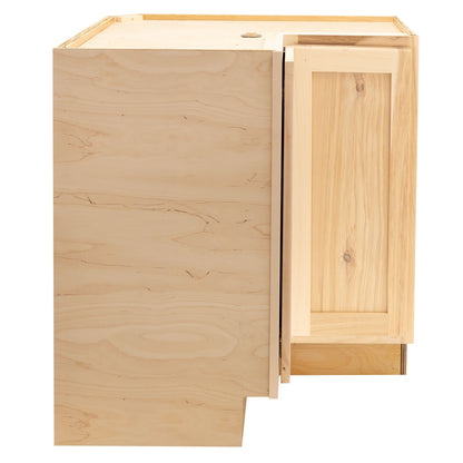 Lazy Susan Kitchen Cabinet Raw Hickory Corner Base Cabinet