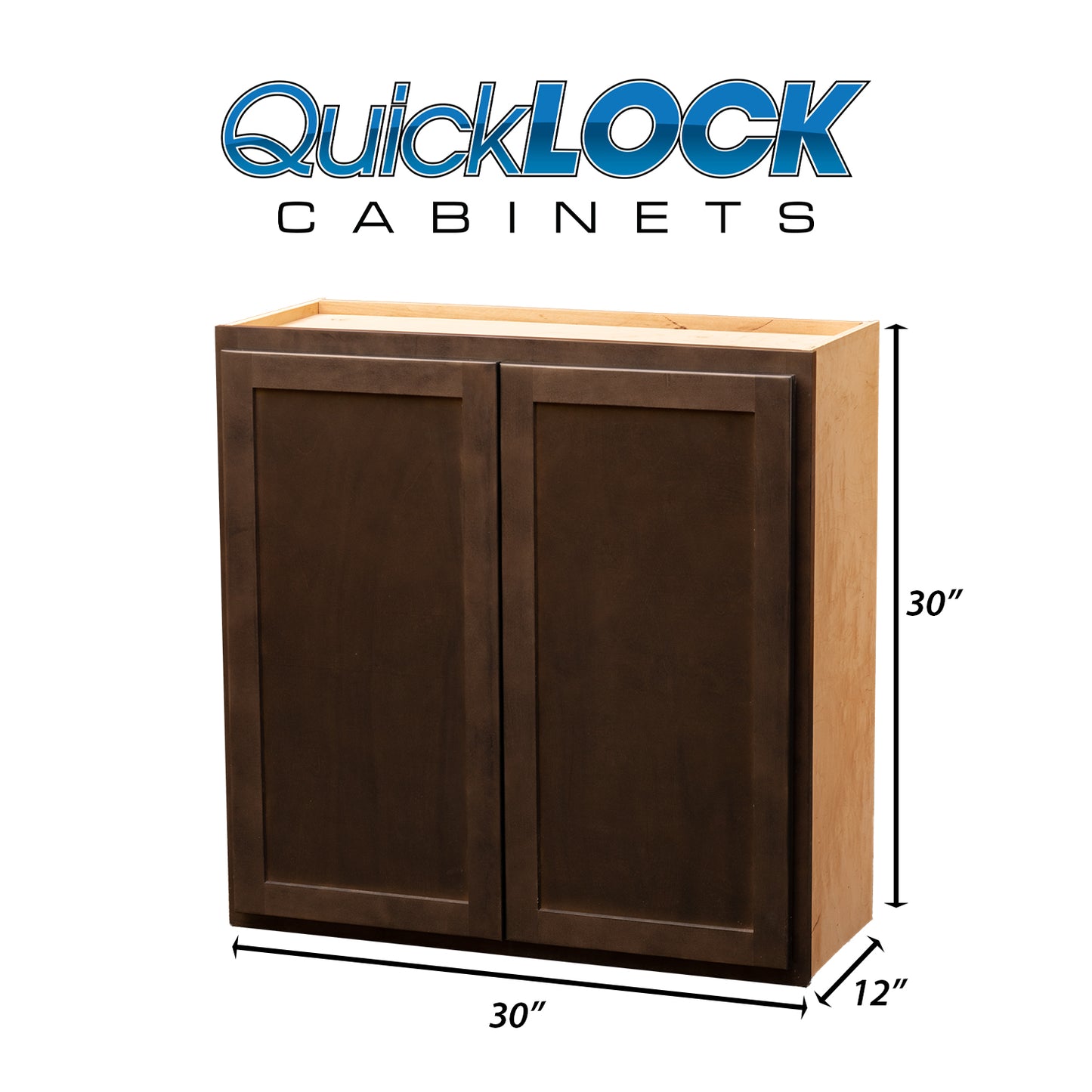 Quicklock RTA (Ready-to-Assemble) Espresso Stain 30"Wx30"Hx12"D Wall Cabinet