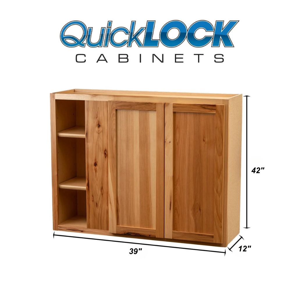 Quicklock RTA (Ready-to-Assemble) Rustic Hickory Blind Corner Wall Cabinet- 39"W