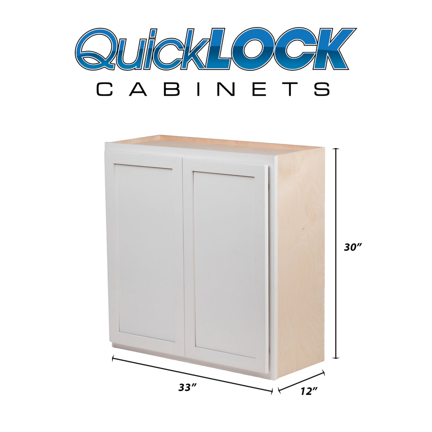 Quicklock RTA (Ready-to-Assemble) Pure White 33"Wx30"Hx12"D Wall Cabinet