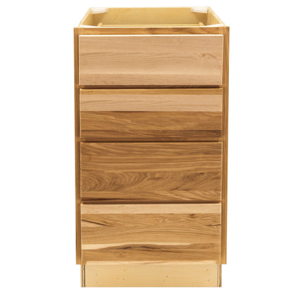 4 Drawer Kitchen Cabinet Rustic Hickory Base Cabinet