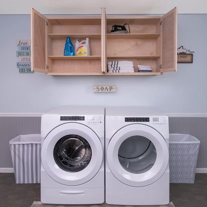Laundry Room 2 Cabinet Set Raw Maple