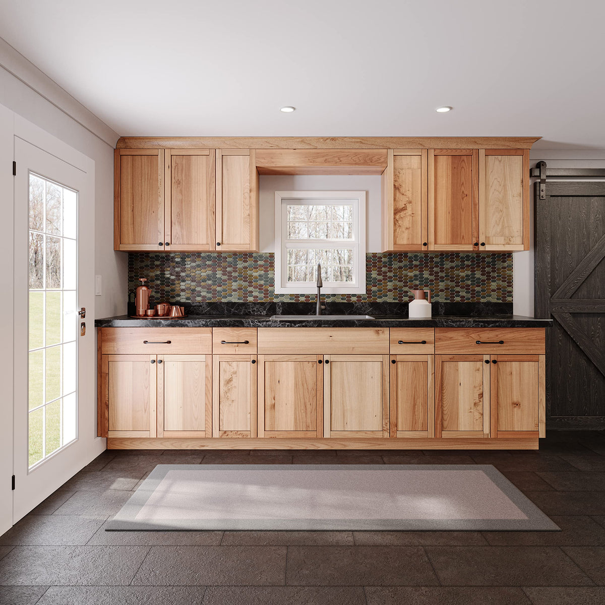 Rustic Hickory Kitchen Cupboards Set | Perfect for Small Kitchen ...