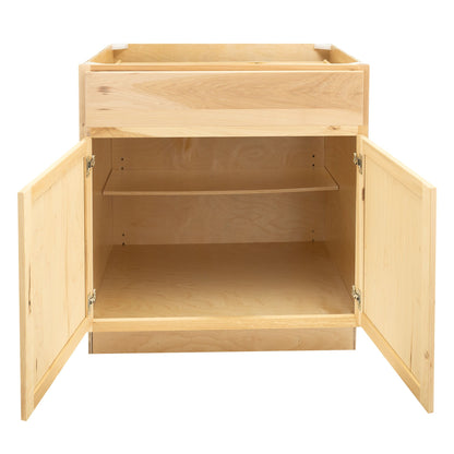 30" - 36" Kitchen Cabinet Raw Hickory Base Cabinet