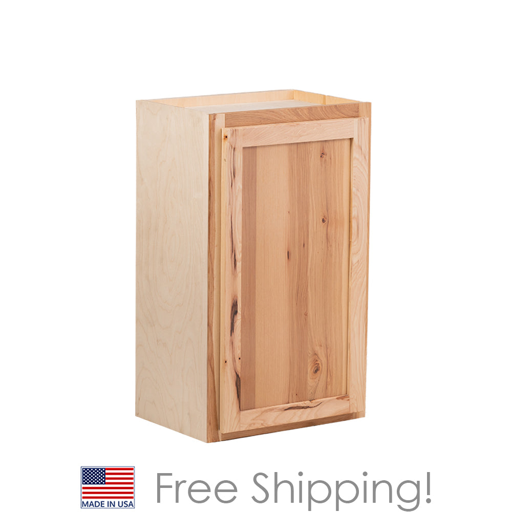 Quicklock RTA (Ready-to-Assemble) Rustic Hickory Wall Cabinet- Slim 42"H x (9", 12", 15"W)