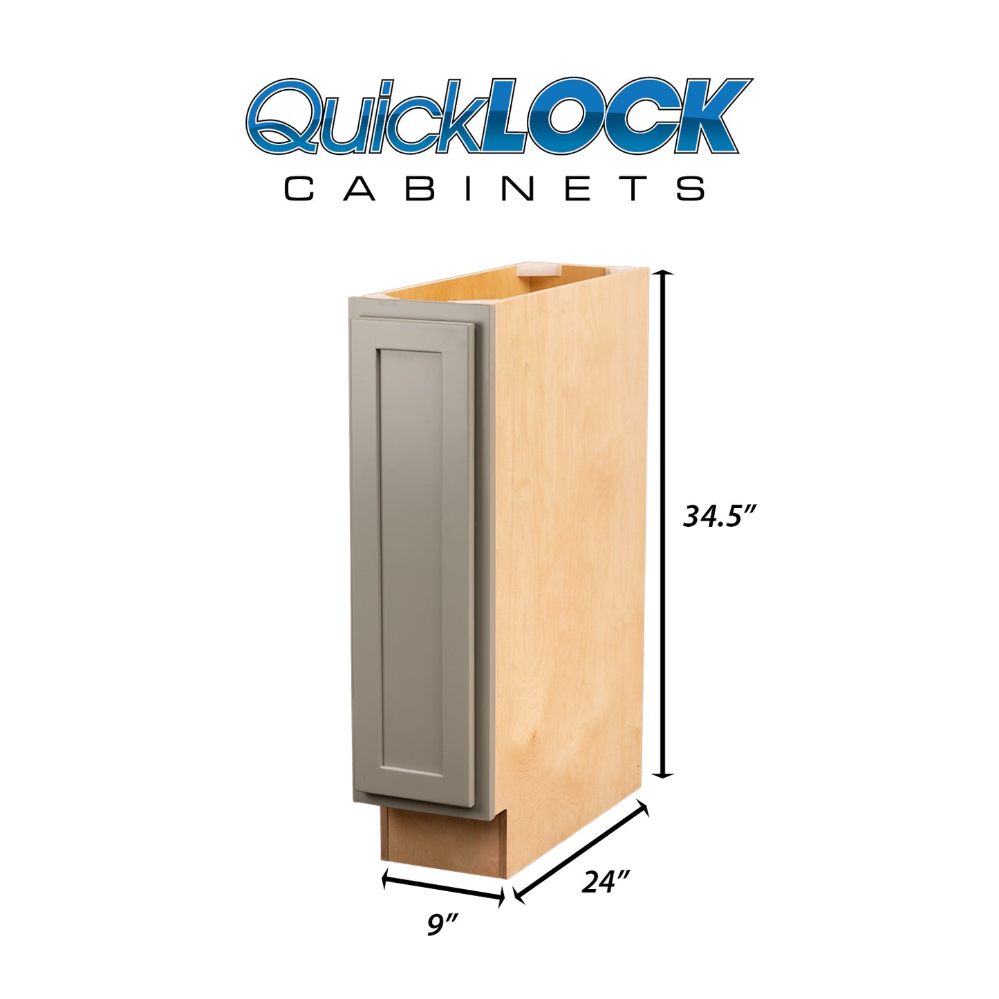Quicklock RTA (Ready-to-Assemble) Magnetic Grey Base Cabinet | 9"Wx34.5"Hx24"D
