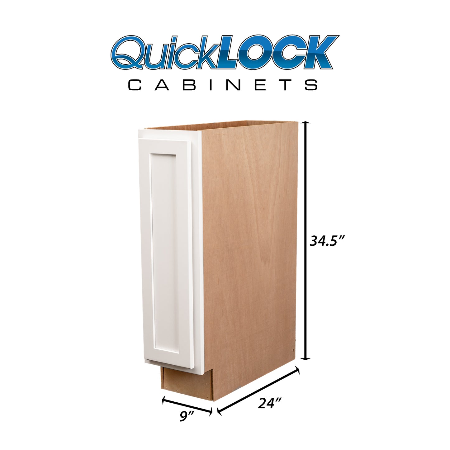 Quicklock RTA (Ready-to-Assemble) Pure White Base Cabinet | 9"Wx34.5"Hx24"D