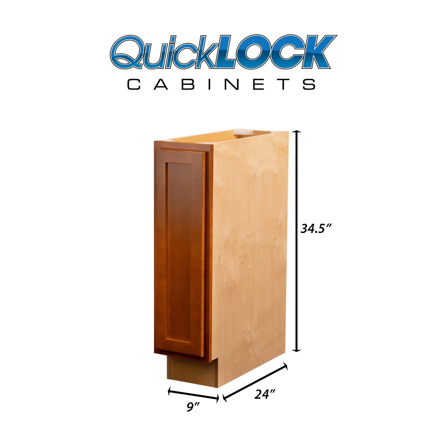Quicklock RTA (Ready-to-Assemble) Provincial Stain Base Cabinet | 9"Wx34.5"Hx24"D