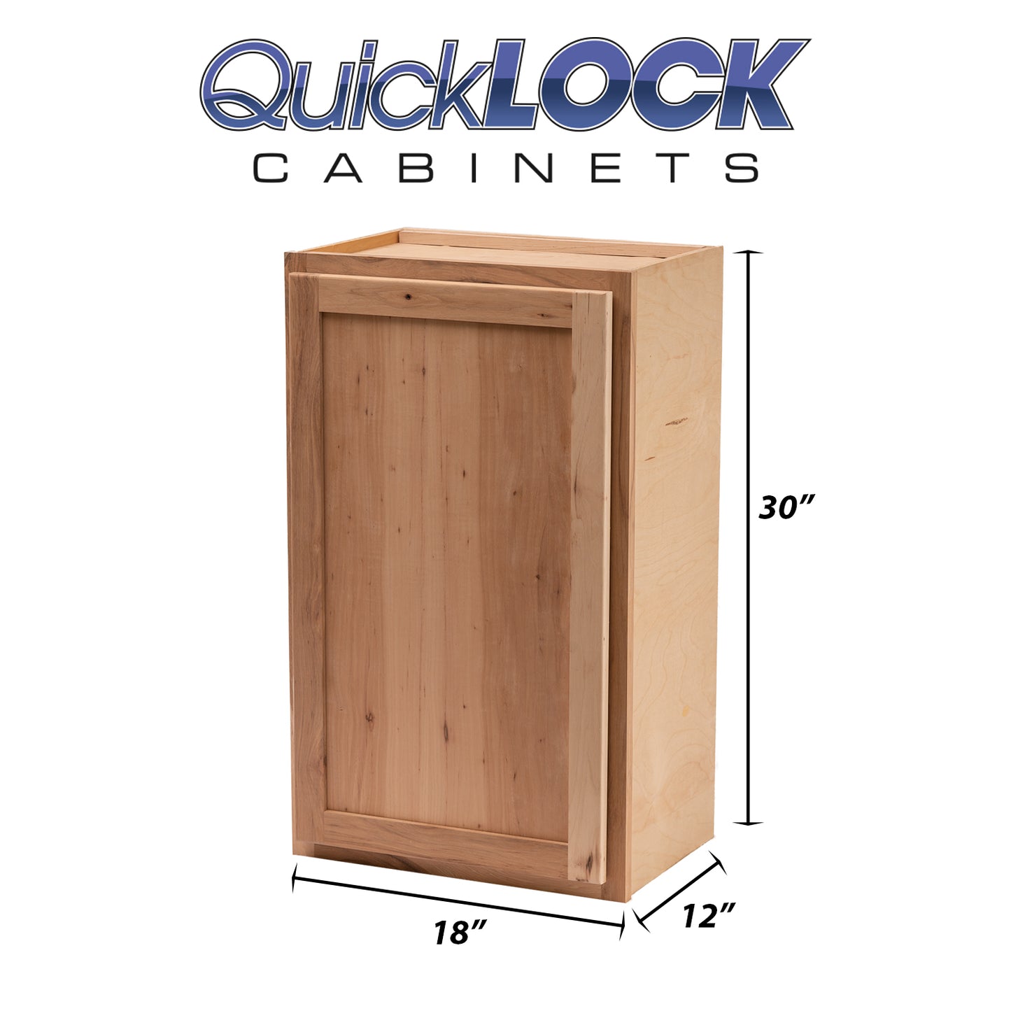 Quicklock RTA (Ready-to-Assemble) Raw Hickory 18"Wx30"Hx12"D Wall Cabinet