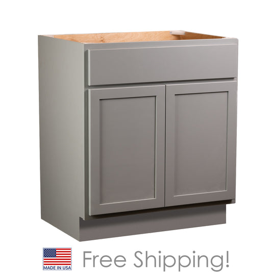 Quicklock RTA (Ready-to-Assemble) Magnetic Grey Vanity Base Cabinet | 24"Wx34.5"Hx18"D