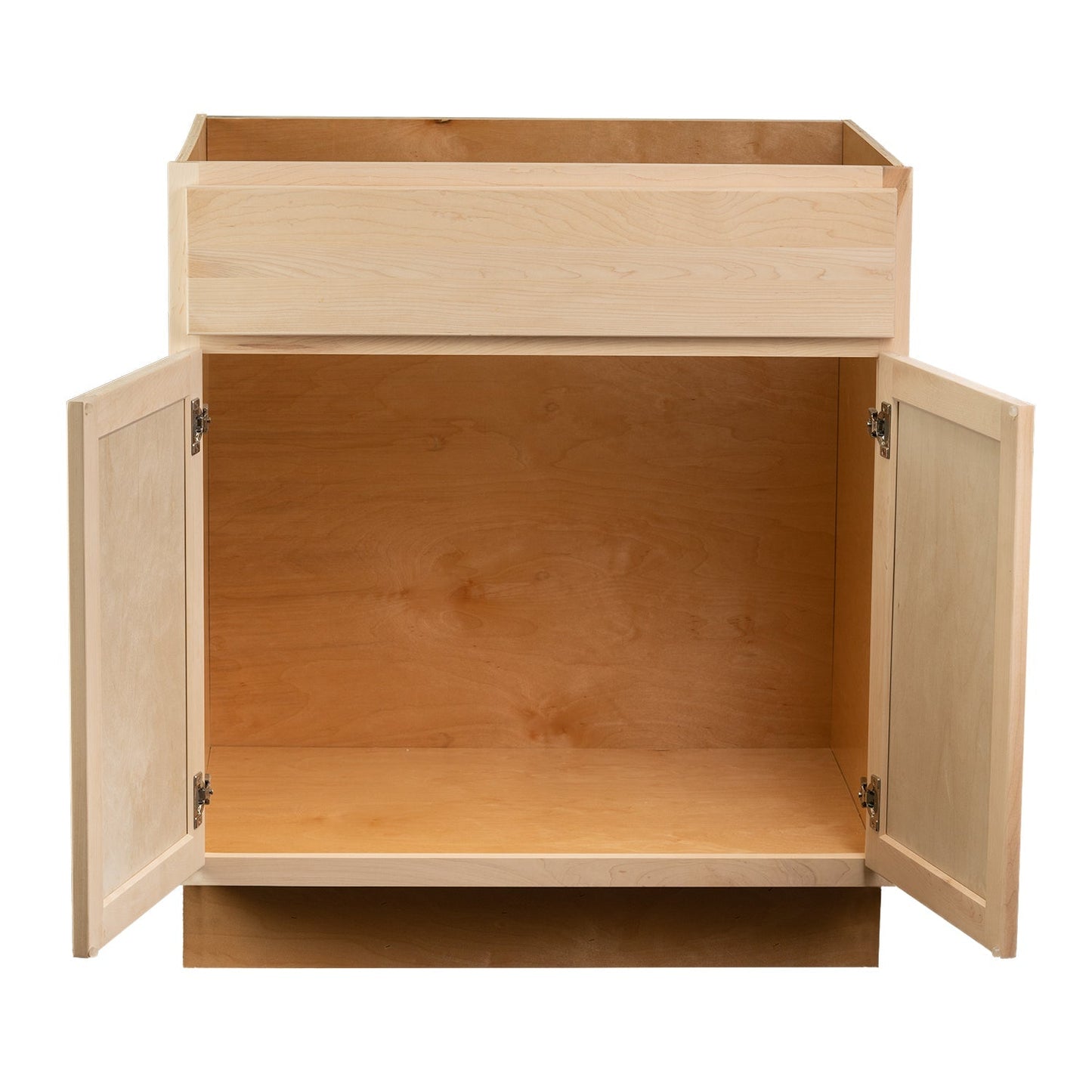 Quicklock RTA (Ready-to-Assemble) Raw Maple Vanity Base Cabinet | 30"Wx34.5"Hx18"D