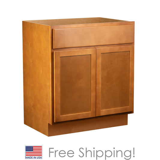 Quicklock RTA (Ready-to-Assemble) Provincial Stain Vanity Base Cabinet | 24"Wx34.5"Hx21"D