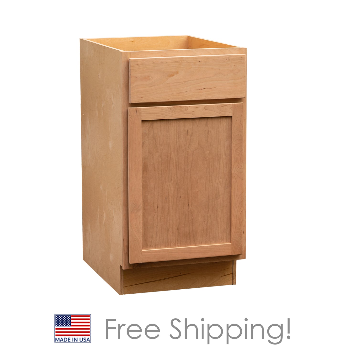 Quicklock RTA (Ready-to-Assemble) Raw Cherry Base Cabinet- 18", 21", 24" Width