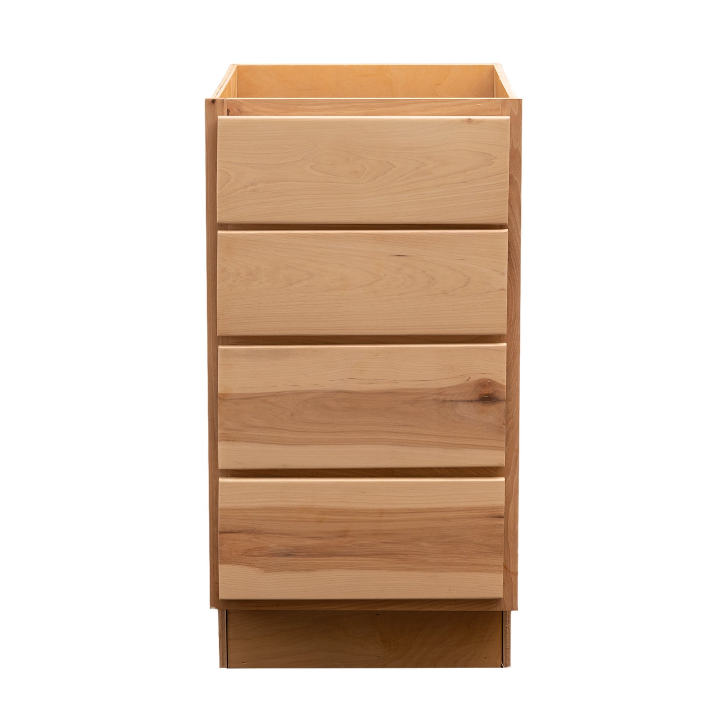 Quicklock RTA (Ready-to-Assemble) Raw Hickory 4 Drawer 18" Base Cabinet | 18"Wx34.5"Hx24"D