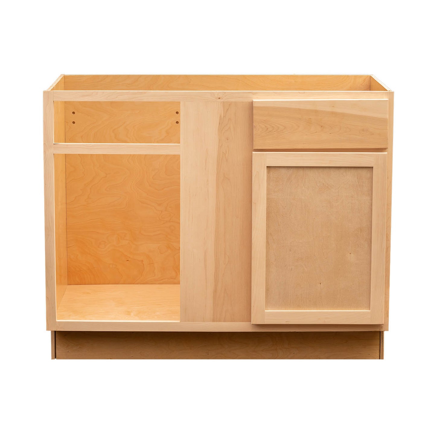 Quicklock RTA (Ready-to-Assemble) Raw Maple Blind Base Corner Cabinet | 42"Wx34.5"Hx24"D
