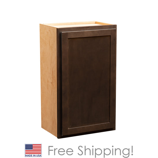 Quicklock RTA (Ready-to-Assemble) Espresso Stain 18"Wx30"Hx12"D Wall Cabinet