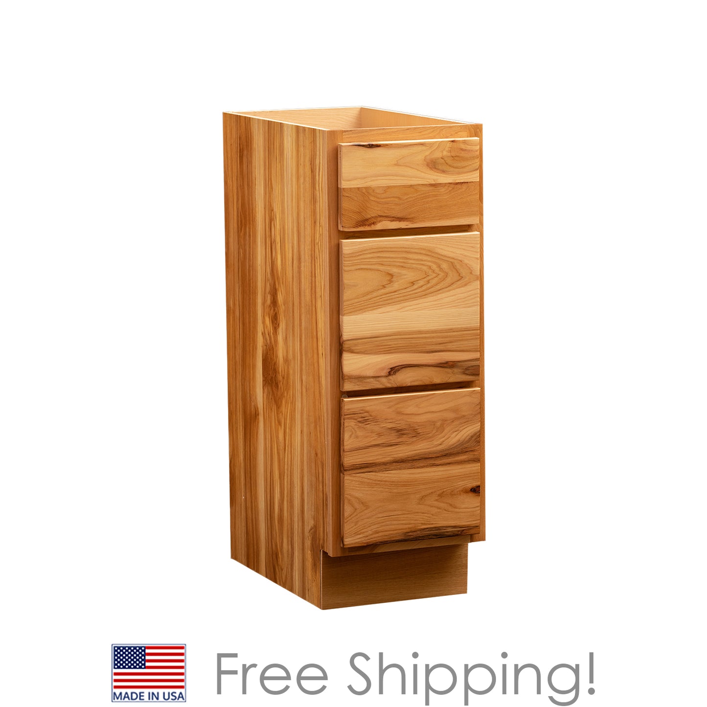 Quicklock RTA (Ready-to-Assemble) Rustic Hickory 3 Drawer Vanity Base Drawers Cabinet- 12"W