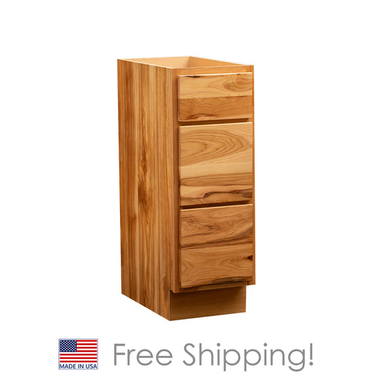 Quicklock RTA (Ready-to-Assemble) Rustic Hickory 3 Drawer Vanity Base Drawers Cabinet- 12"W