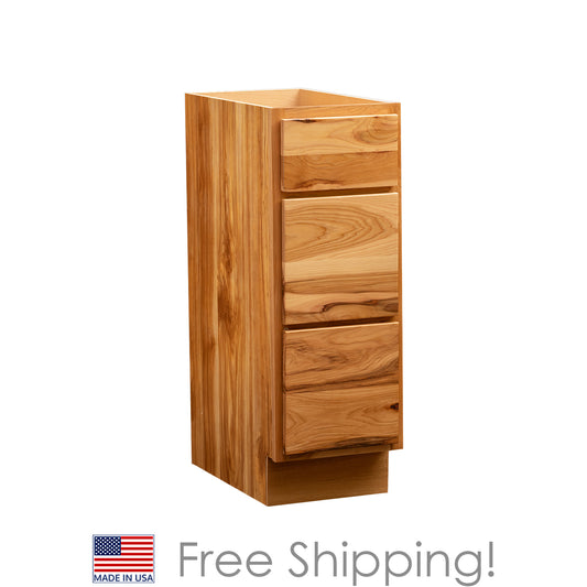 Quicklock RTA (Ready-to-Assemble) Rustic Hickory 3 Drawer Vanity Base Cabinet | 12"Wx34.5"Hx21"D
