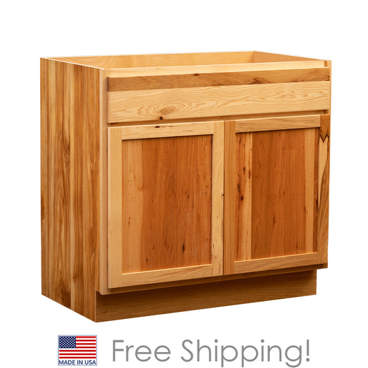 Quicklock RTA (Ready-to-Assemble) Rustic Hickory Vanity Base Cabinet | 42"Wx34.5"Hx21"D