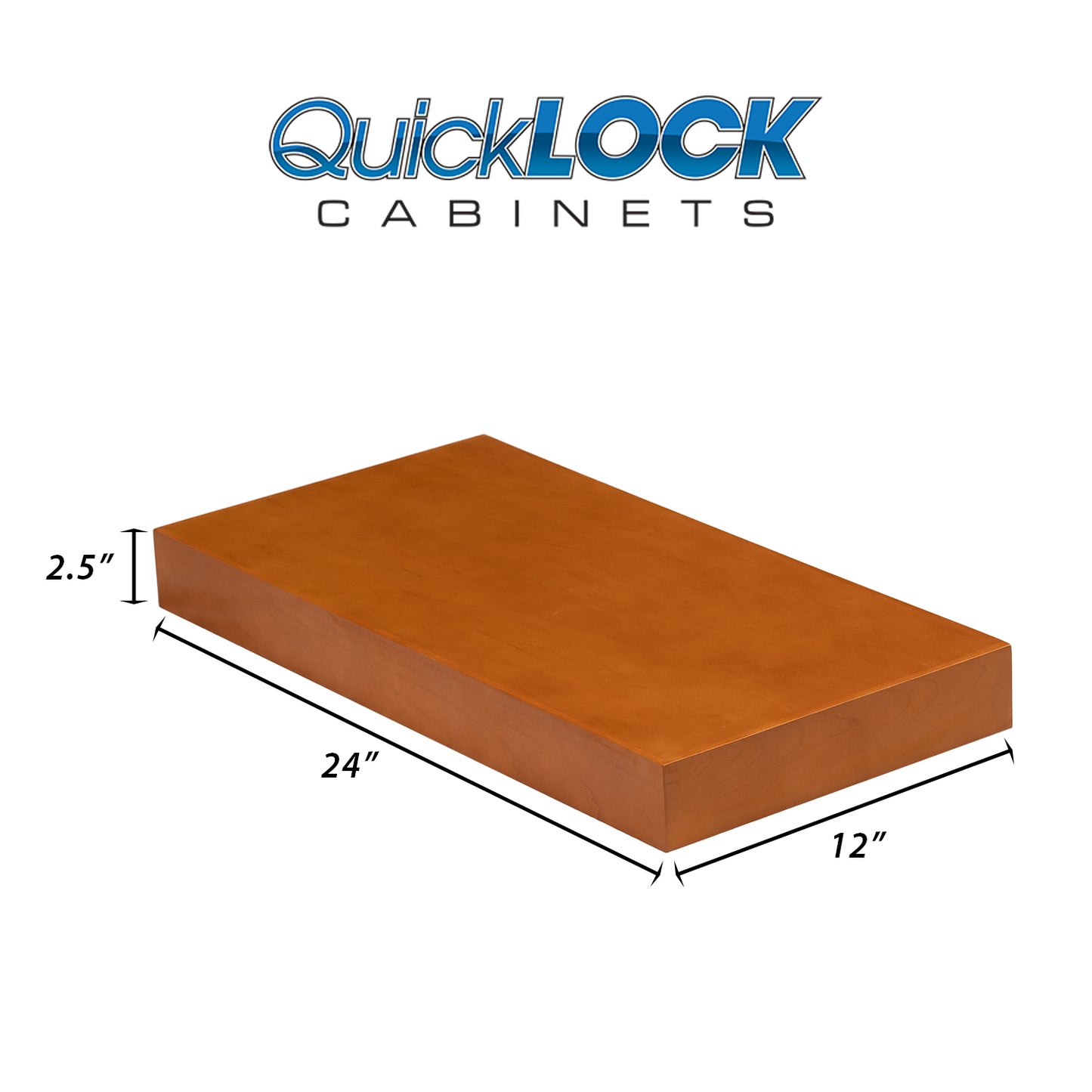 Quicklock Cabinets Floating Shelves | 2.5" Thick | Provincial Stain, 12" D x 24" W x 2.5" H | American Made | Hardwood Bracket | Complete Shelf Unit