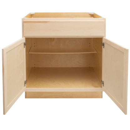 27" - 36" Kitchen Cabinet Raw Maple Base Cabinet