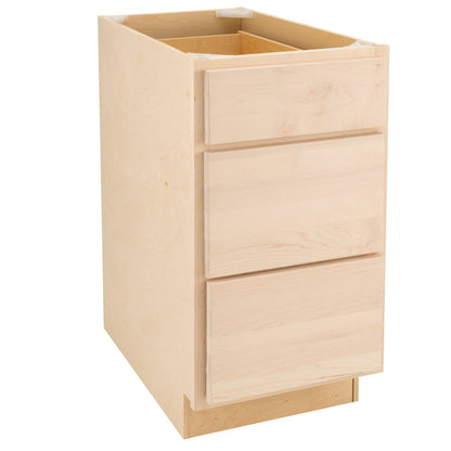 3 Drawer Kitchen Cabinet Raw Maple Base Cabinet