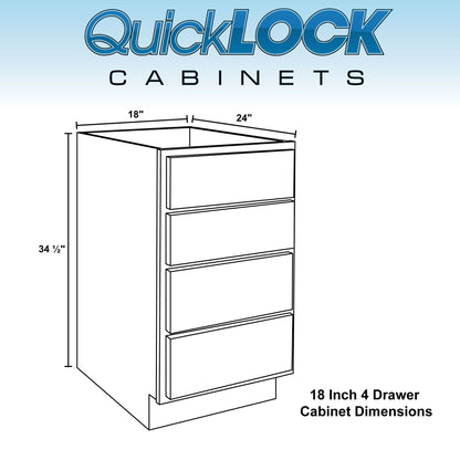4 Drawer Kitchen Cabinet Raw Hickory Base Cabinet