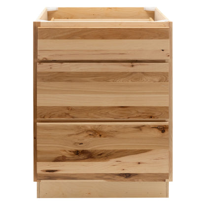 3 Drawer Kitchen Cabinet Rustic Hickory Base Cabinet